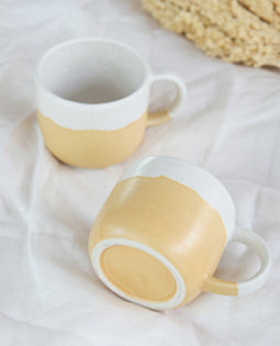 Handmade Ceramic Cup with handle yellow