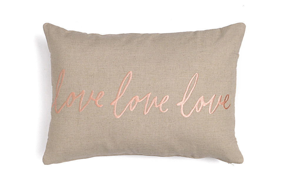 Linen cushions with embroidery love love love