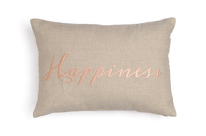Open image in slideshow, Linen cushions with embroidery Happiness Salmon
