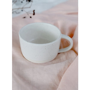 Handmade Ceramic Cup with handle Creme
