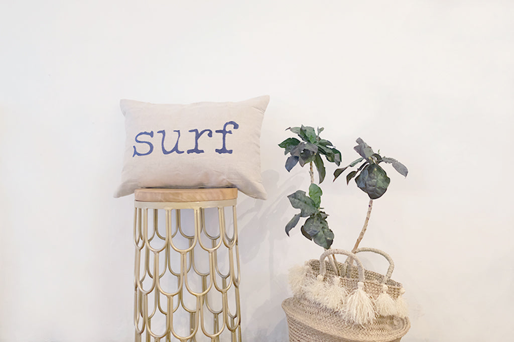 Linen cushions with embroidery Surf Navy