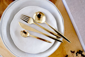Open image in slideshow, 4-piece brass cutlery set
