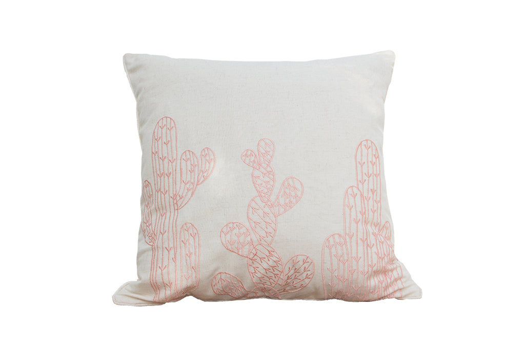 Cactus Embroidered Linen Cushion